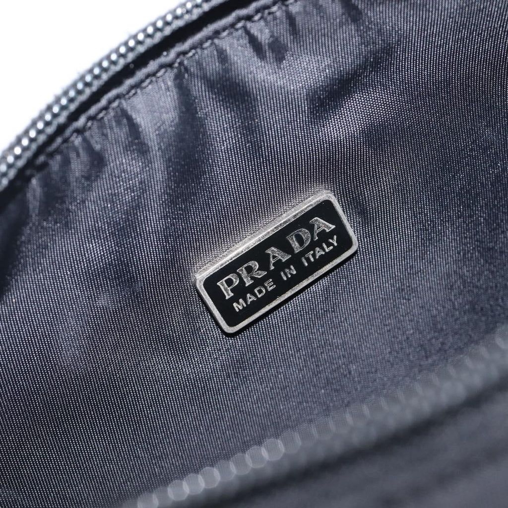 PRADA Hand Pouch Nylon Black Silver Auth 210726V