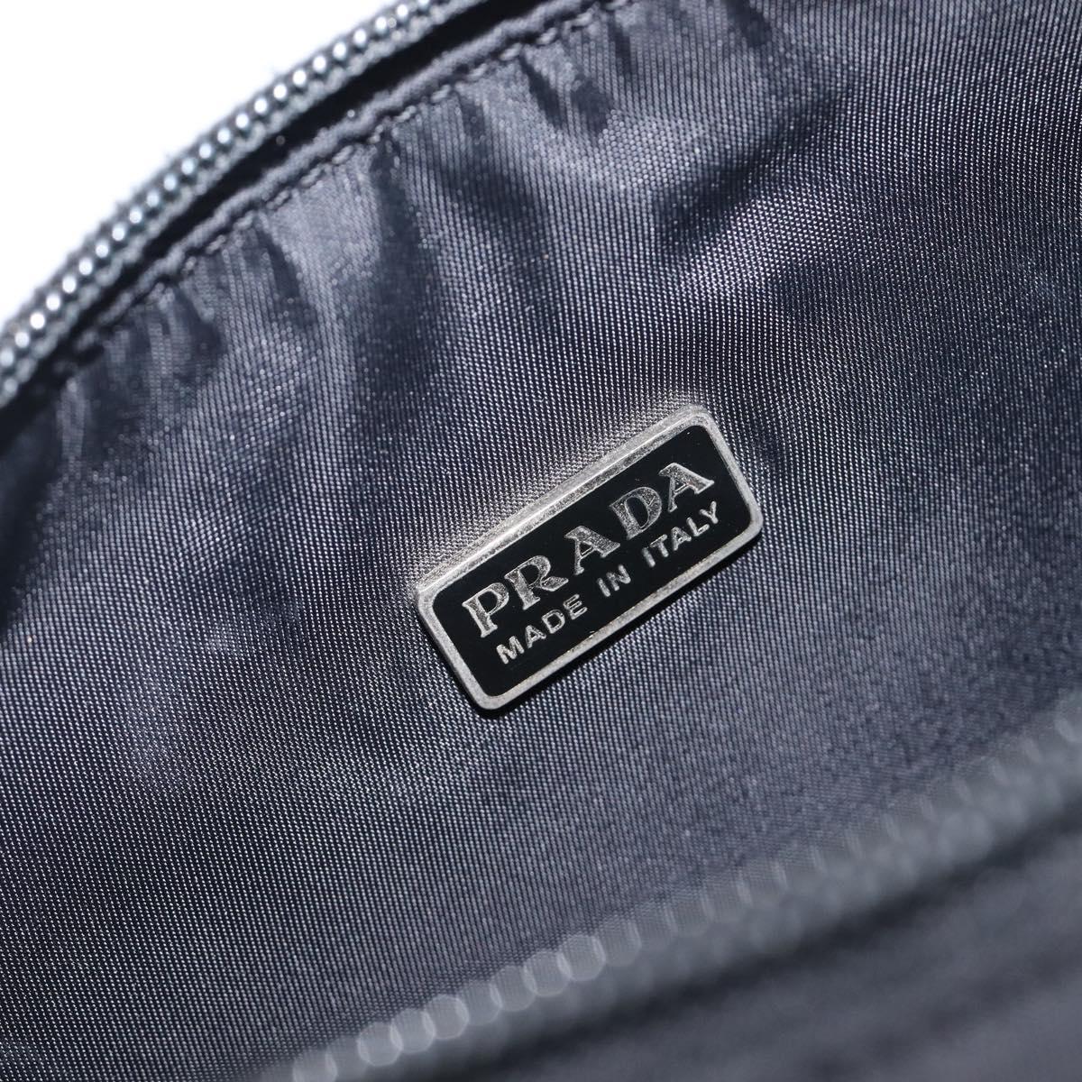 PRADA Hand Pouch Nylon Black Silver Auth 210726V