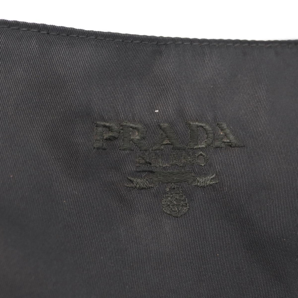 PRADA Plastic Chain Shoulder Bag Nylon Black Silver Auth 210743A
