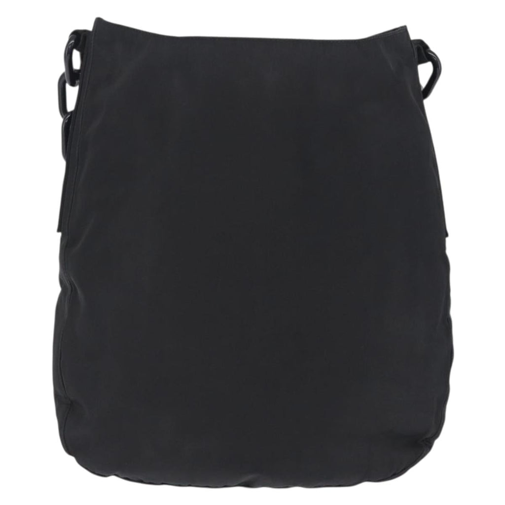 PRADA Plastic Chain Shoulder Bag Nylon Black Silver Auth 210743A