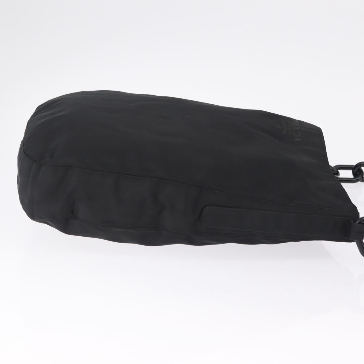 PRADA Plastic Chain Shoulder Bag Nylon Black Silver Auth 210743A