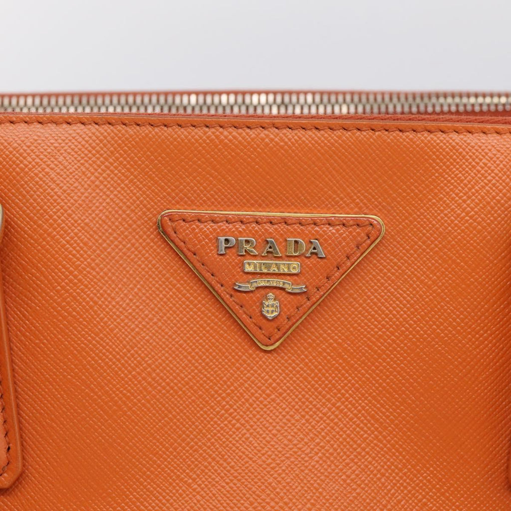 PRADA Galleria Hand Bag Saffiano 2way Orange Gold Auth 210749V