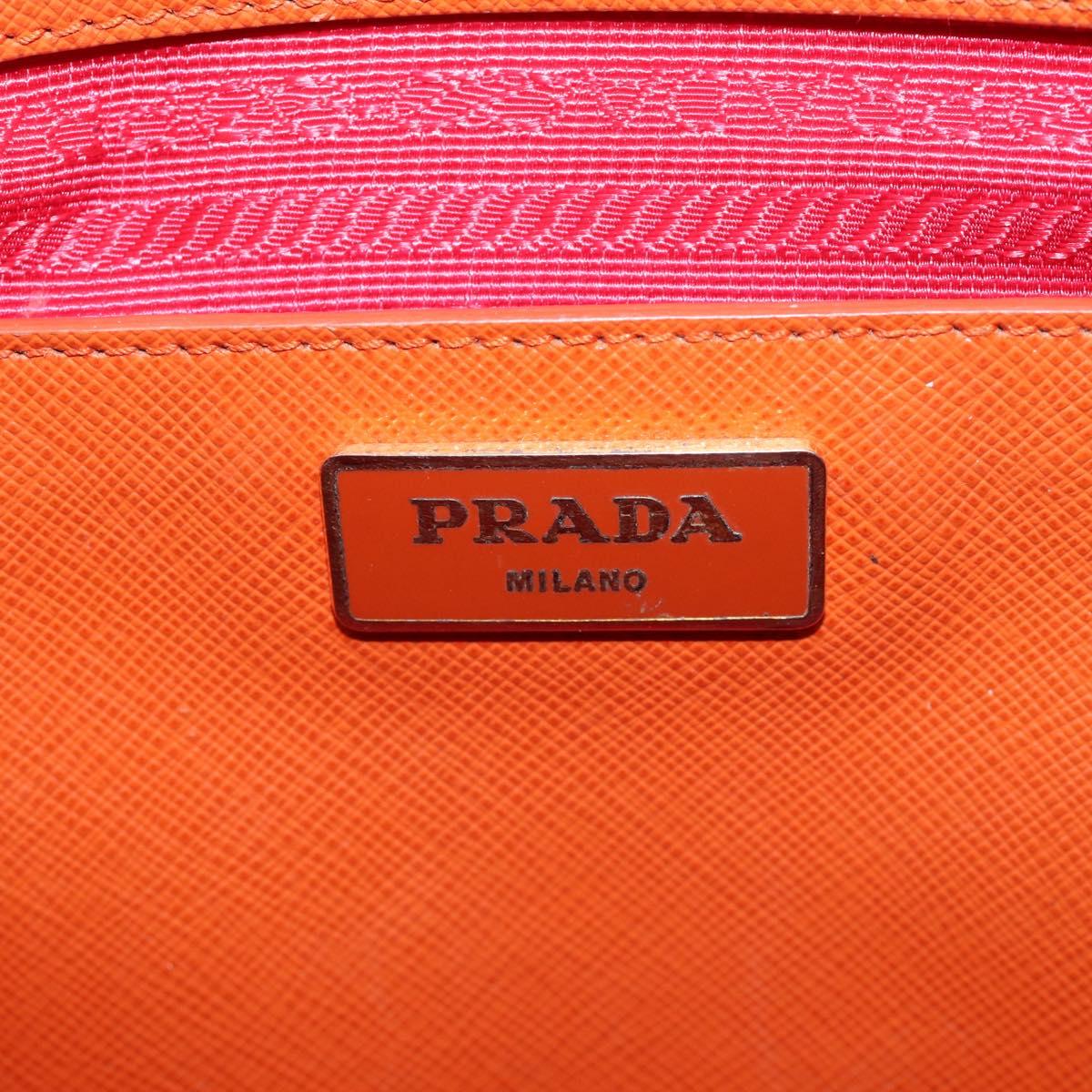 PRADA Galleria Hand Bag Saffiano 2way Orange Gold Auth 210749V