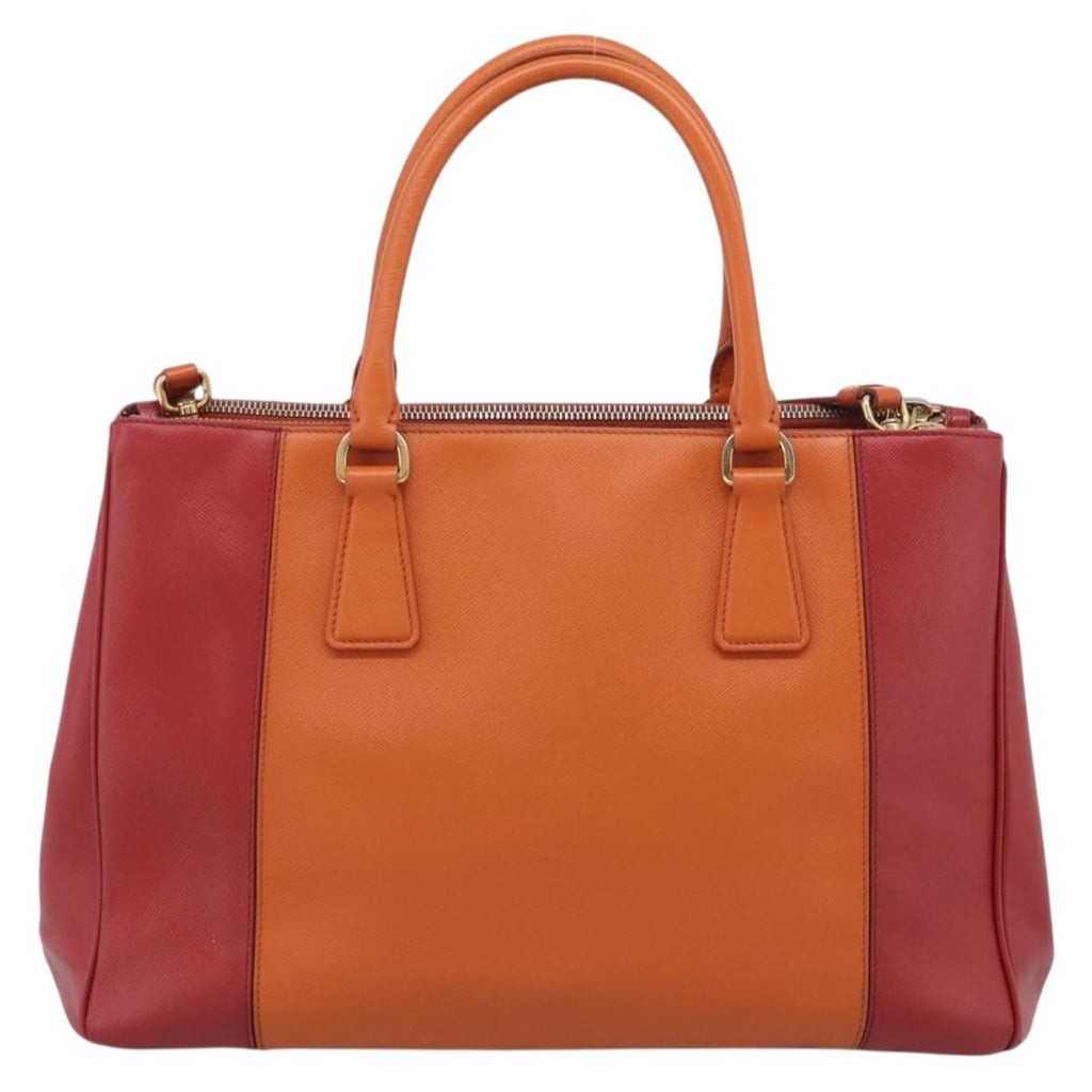 PRADA Galleria Hand Bag Saffiano 2way Orange Gold Auth 210749V