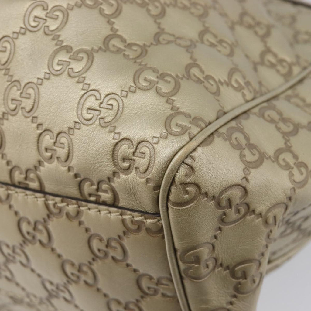 GUCCI GG Canvas Guccissima Sukey Hand Bag Leather Gold 211944 Auth 210784V