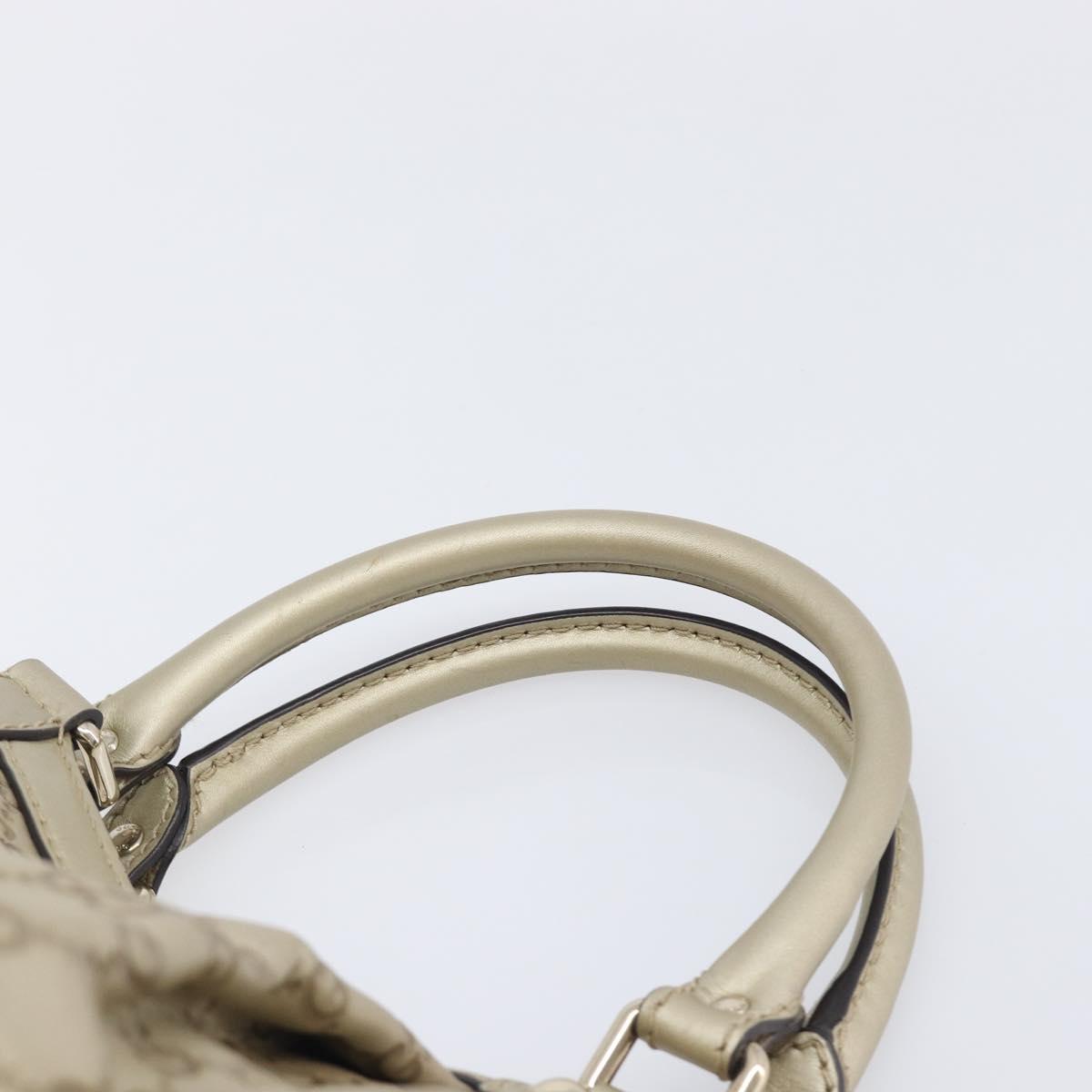 GUCCI GG Canvas Guccissima Sukey Hand Bag Leather Gold 211944 Auth 210784V