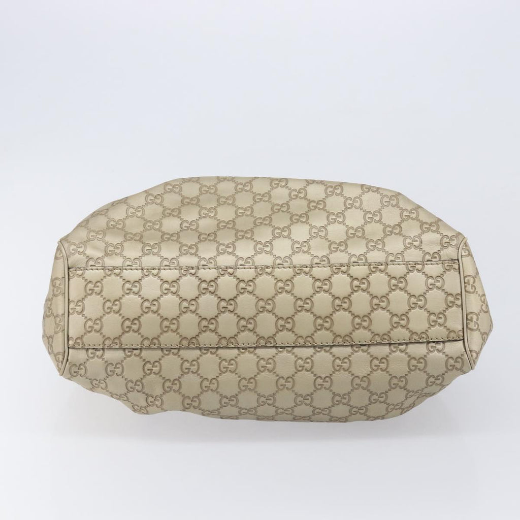 GUCCI GG Canvas Guccissima Sukey Hand Bag Leather Gold 211944 Auth 210784V
