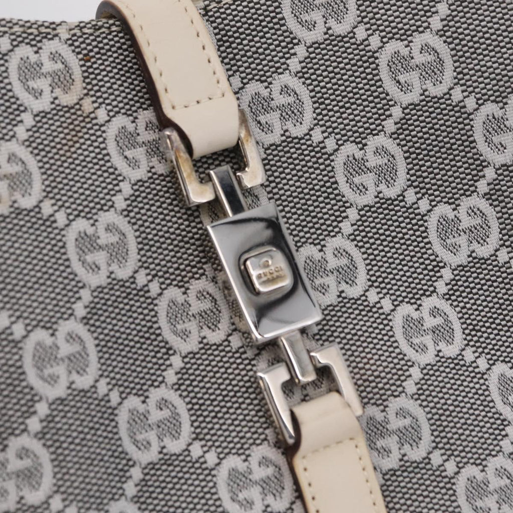 GUCCI GG Canvas Jackie Shoulder Bag Gray Silver 001 3876 Auth 210994V