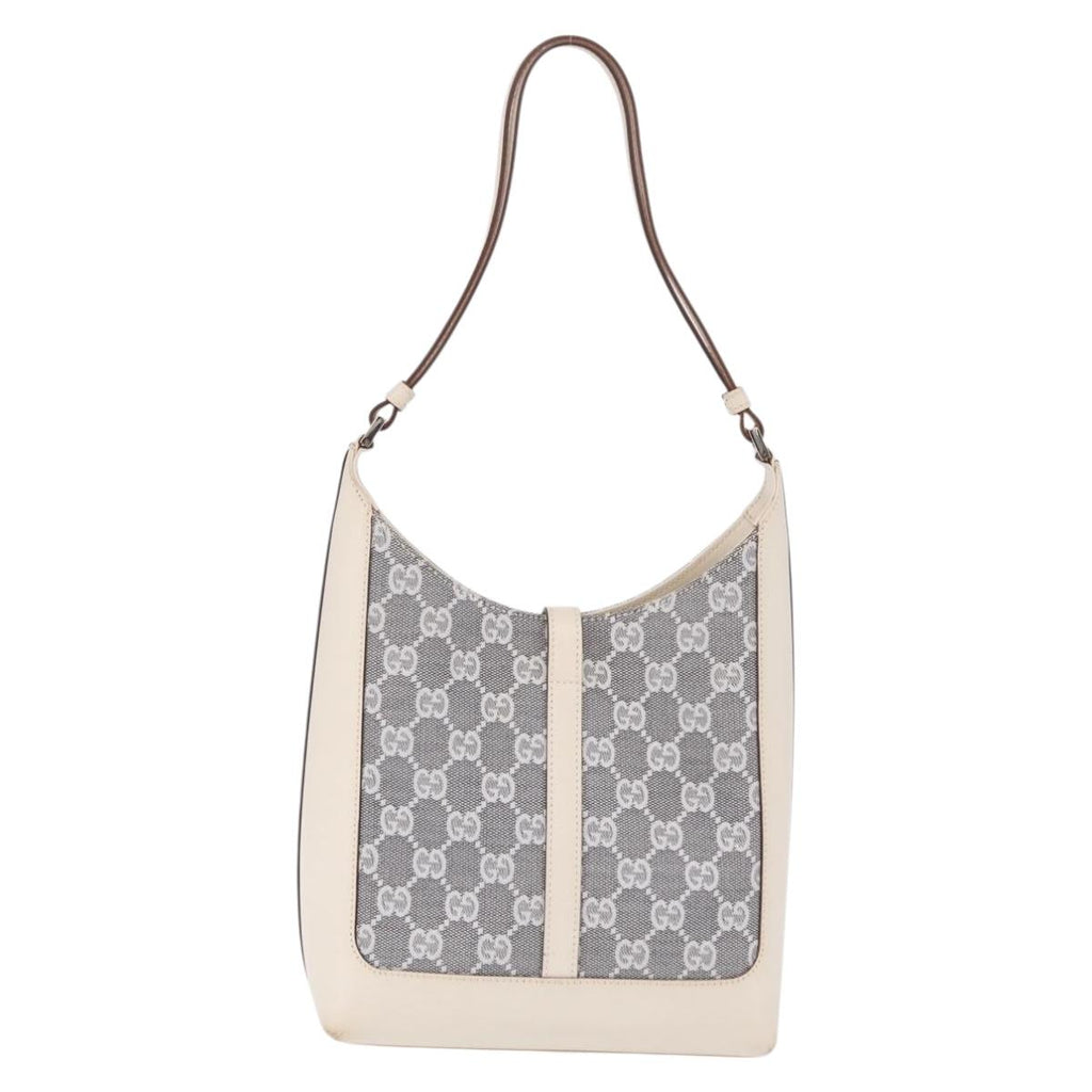 GUCCI GG Canvas Jackie Shoulder Bag Gray Silver 001 3876 Auth 210994V