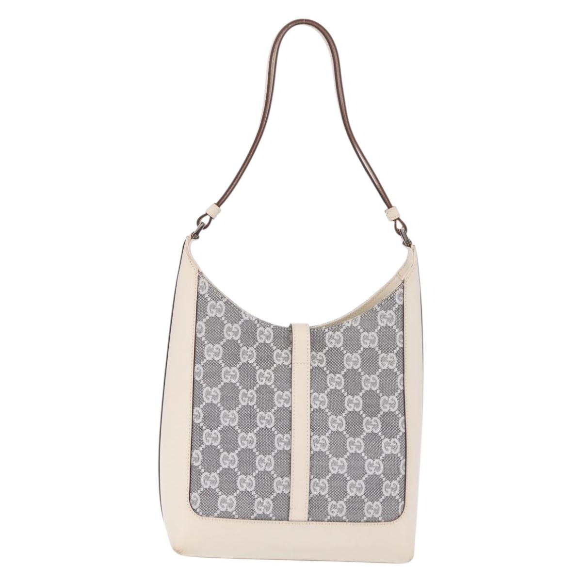 GUCCI GG Canvas Jackie Shoulder Bag Gray Silver 001 3876 Auth 210994V