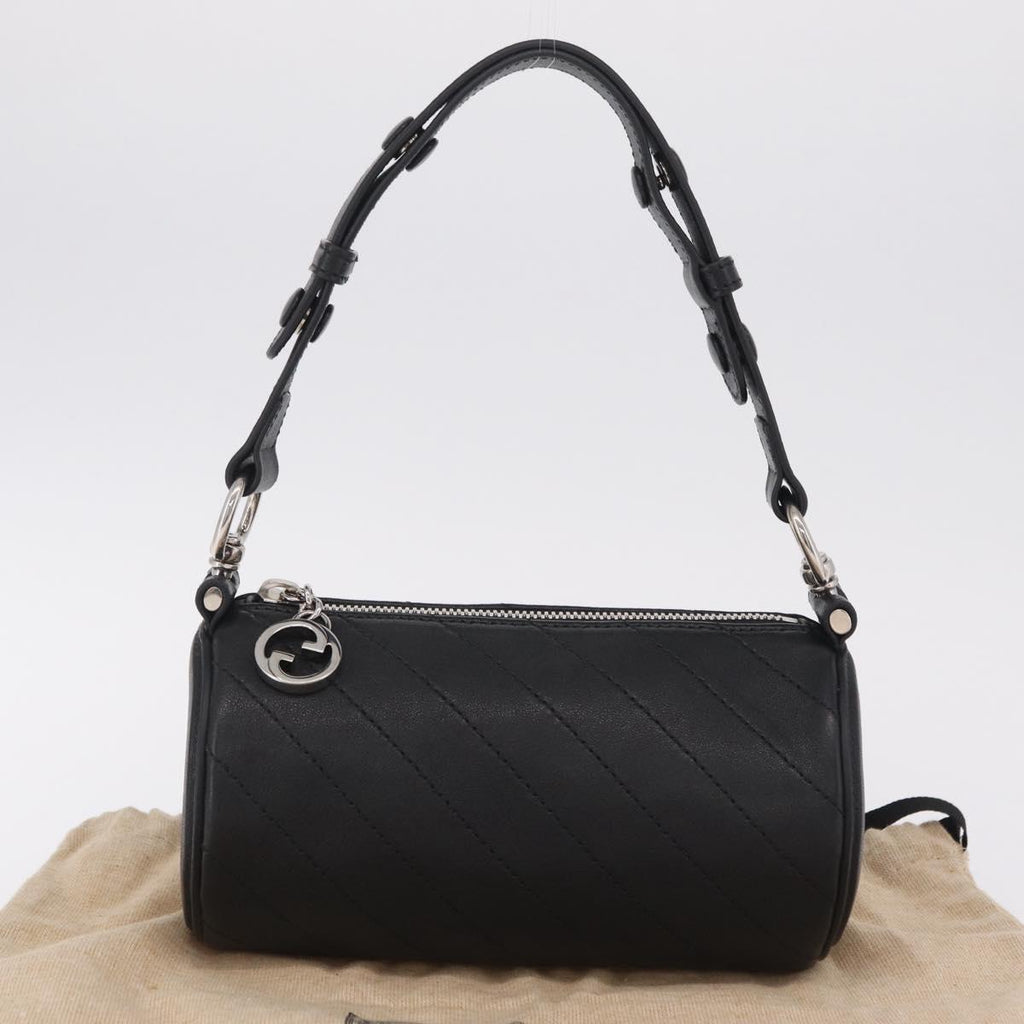 GUCCI Blondy Shoulder Bag Leather Black Silver 700170 Auth 210996V