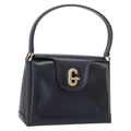 GUCCI Hand Bag Leather Black Gold Tone Auth 211014