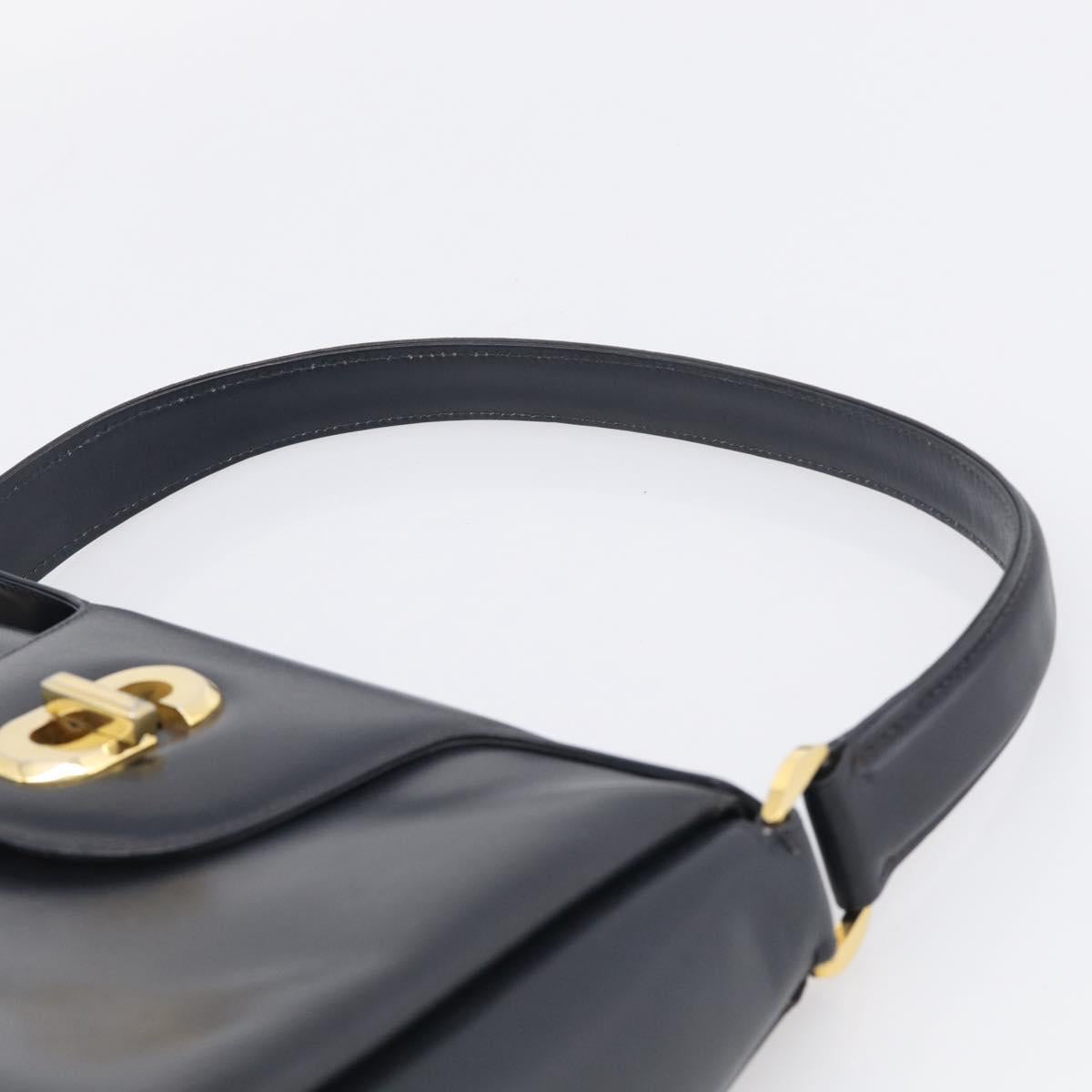 GUCCI Hand Bag Leather Black Gold Tone Auth 211014