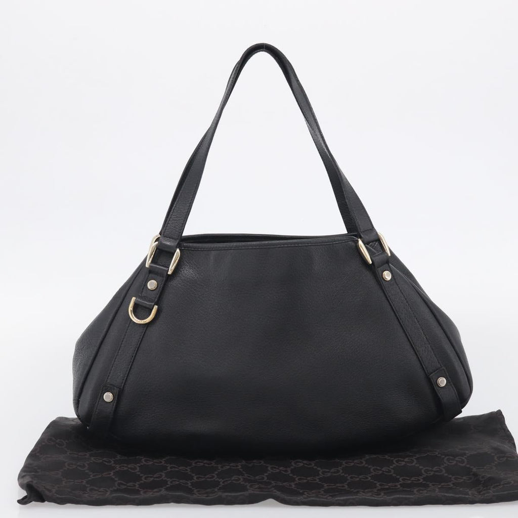 GUCCI Abbey Tote Bag Leather Black Gold 130736 Auth 211019V