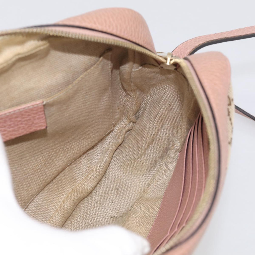 GUCCI GG Canvas Shoulder Bag Beige Gold 449413 Auth 211020V