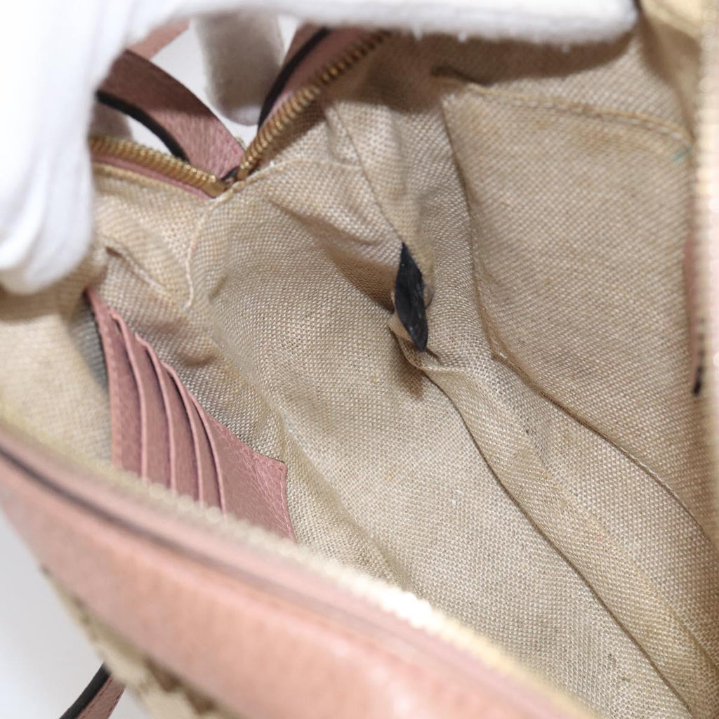 GUCCI GG Canvas Shoulder Bag Beige Gold 449413 Auth 211020V