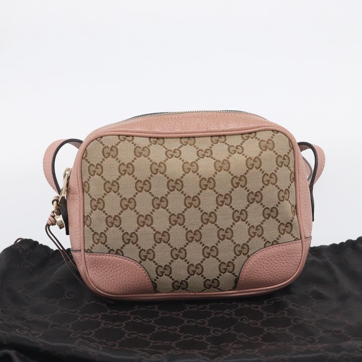 GUCCI GG Canvas Shoulder Bag Beige Gold 449413 Auth 211020V
