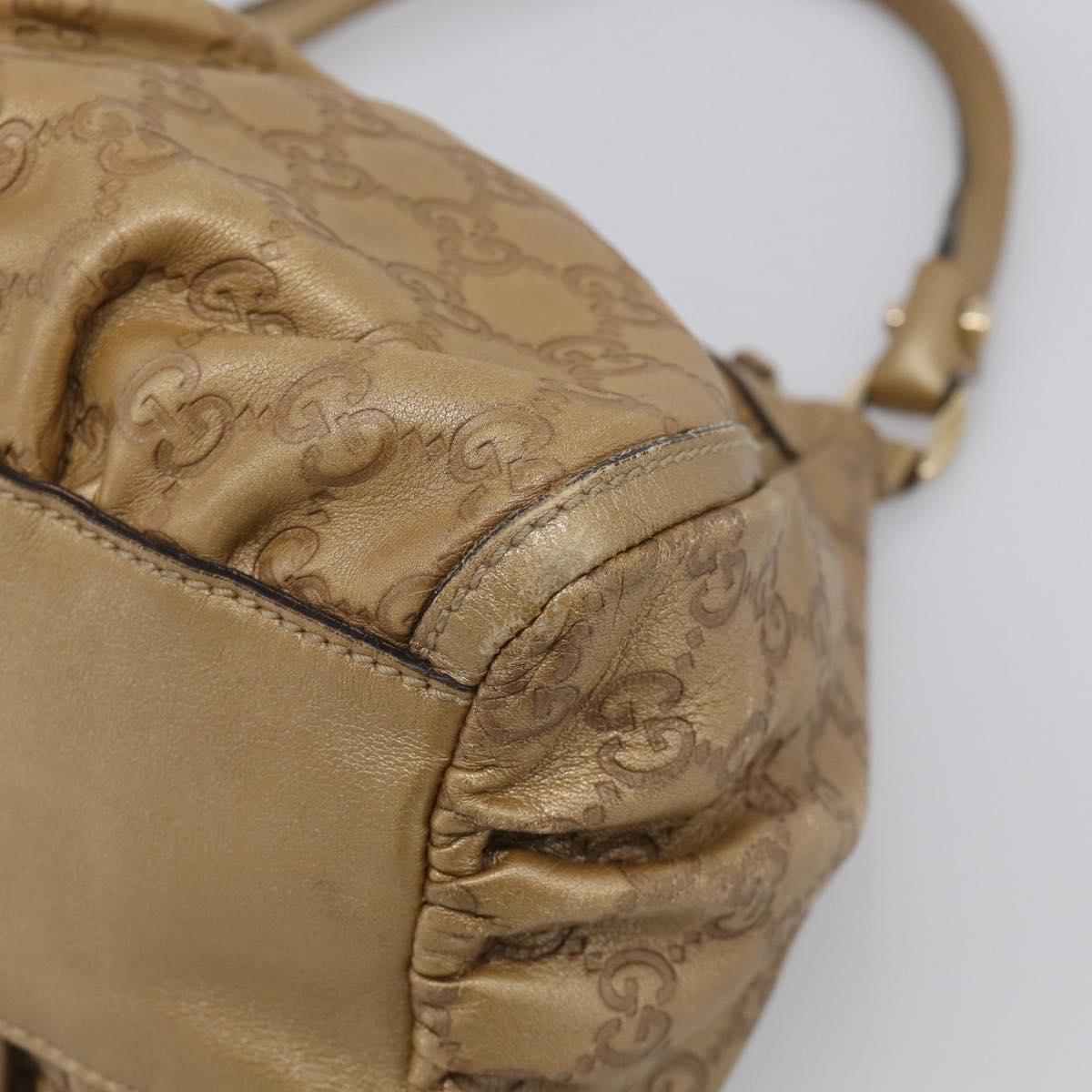 GUCCI GG Canvas Guccissima Abbey Bag Leather Beige Gold 190525 Auth 211827A