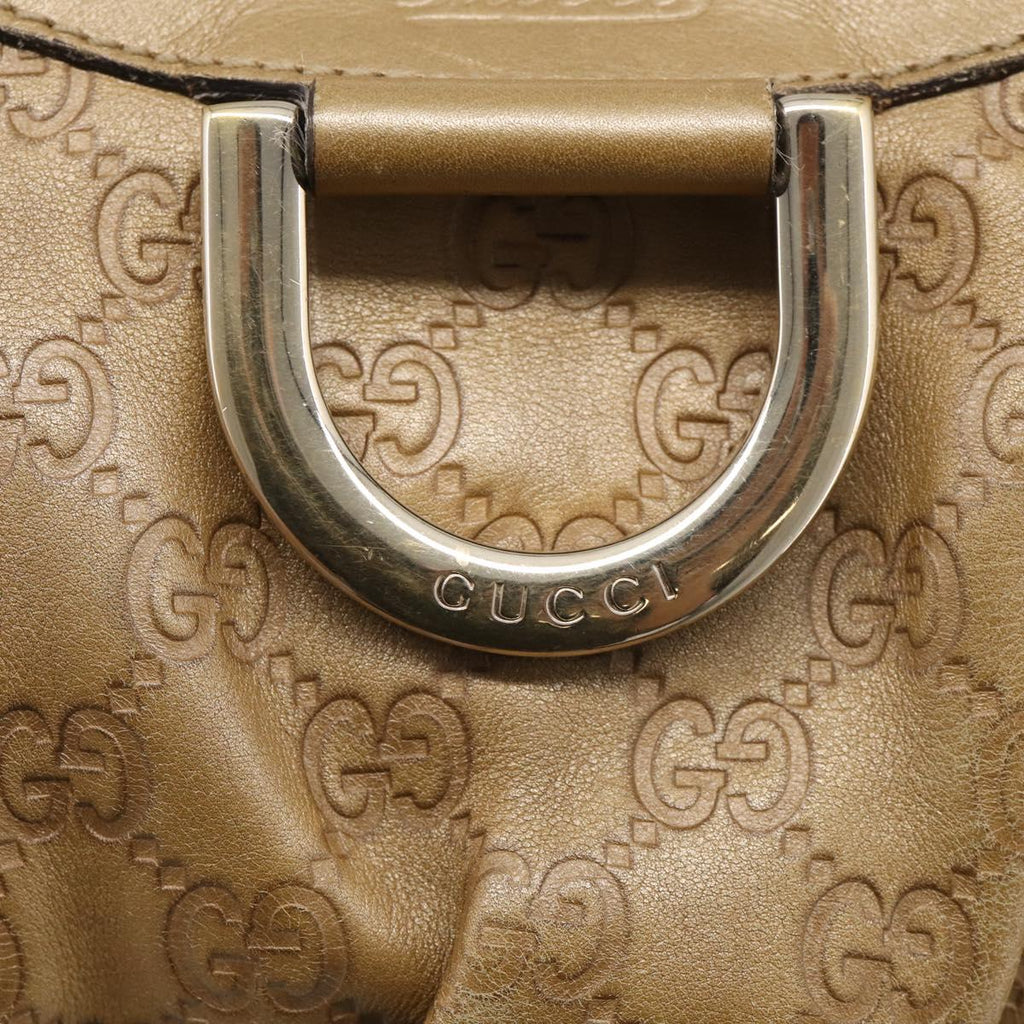 GUCCI GG Canvas Guccissima Abbey Bag Leather Beige Gold 190525 Auth 211827A