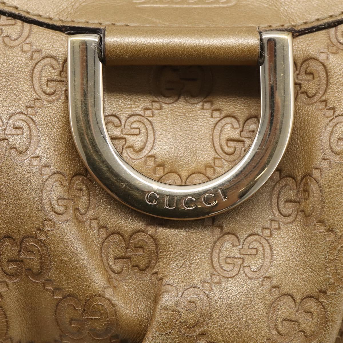GUCCI GG Canvas Guccissima Abbey Bag Leather Beige Gold 190525 Auth 211827A