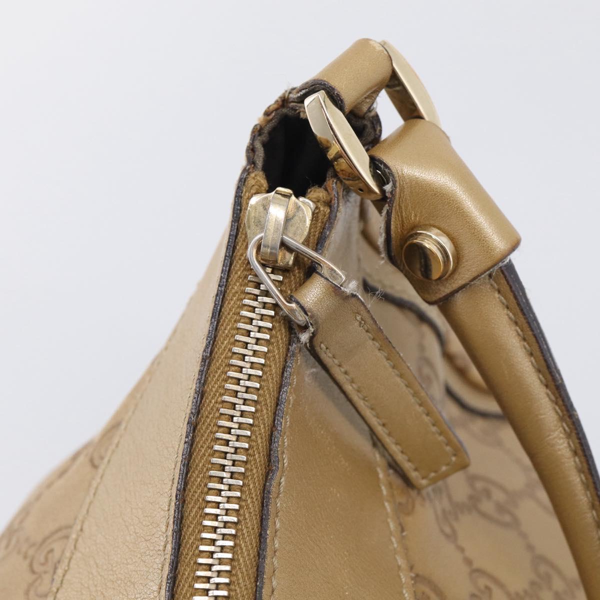 GUCCI GG Canvas Guccissima Abbey Bag Leather Beige Gold 190525 Auth 211827A