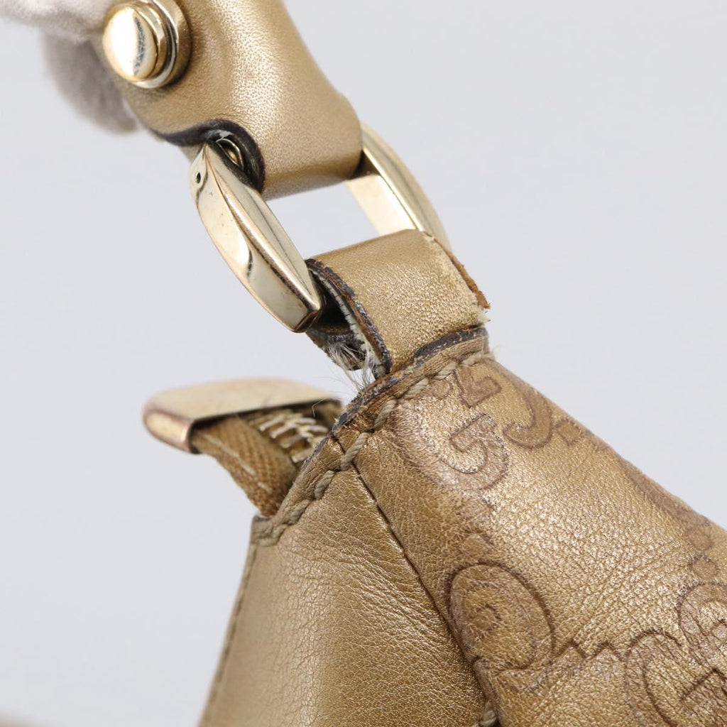GUCCI GG Canvas Guccissima Abbey Bag Leather Beige Gold 190525 Auth 211827A