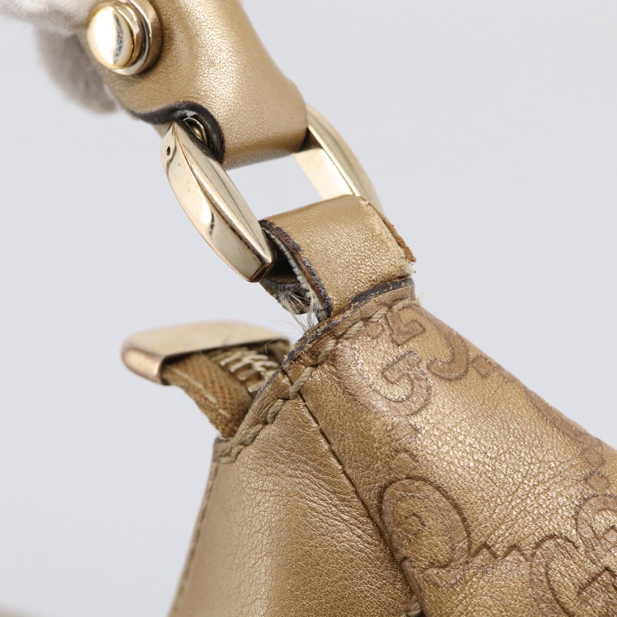 GUCCI GG Canvas Guccissima Abbey Bag Leather Beige Gold 190525 Auth 211827A
