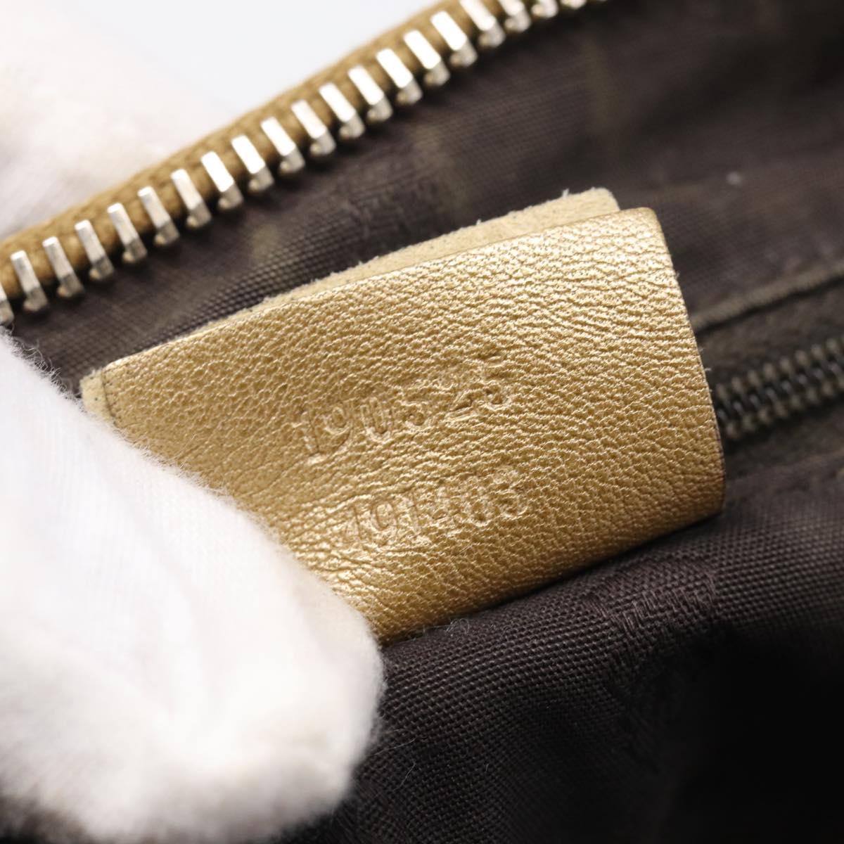 GUCCI GG Canvas Guccissima Abbey Bag Leather Beige Gold 190525 Auth 211827A