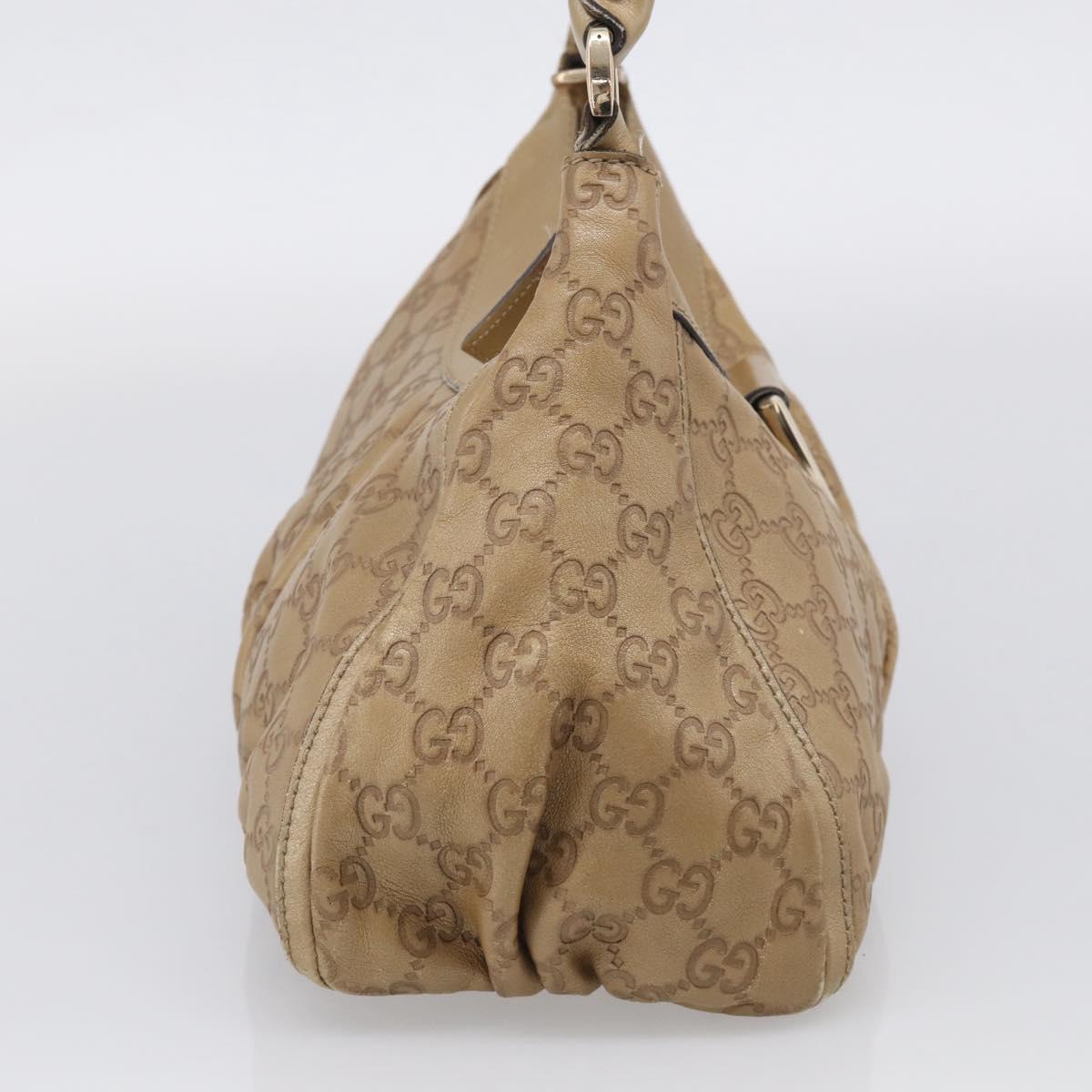 GUCCI GG Canvas Guccissima Abbey Bag Leather Beige Gold 190525 Auth 211827A