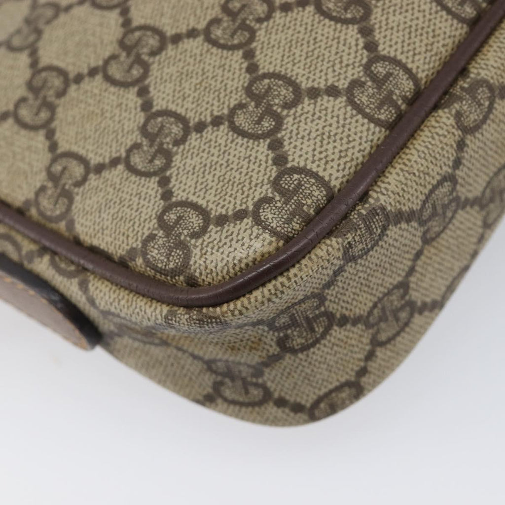 GUCCI GG Supreme Shoulder Bag PVC Beige Gold Auth 211882