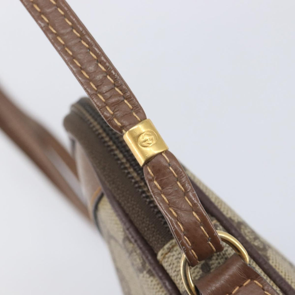 GUCCI GG Supreme Shoulder Bag PVC Beige Gold Auth 211882