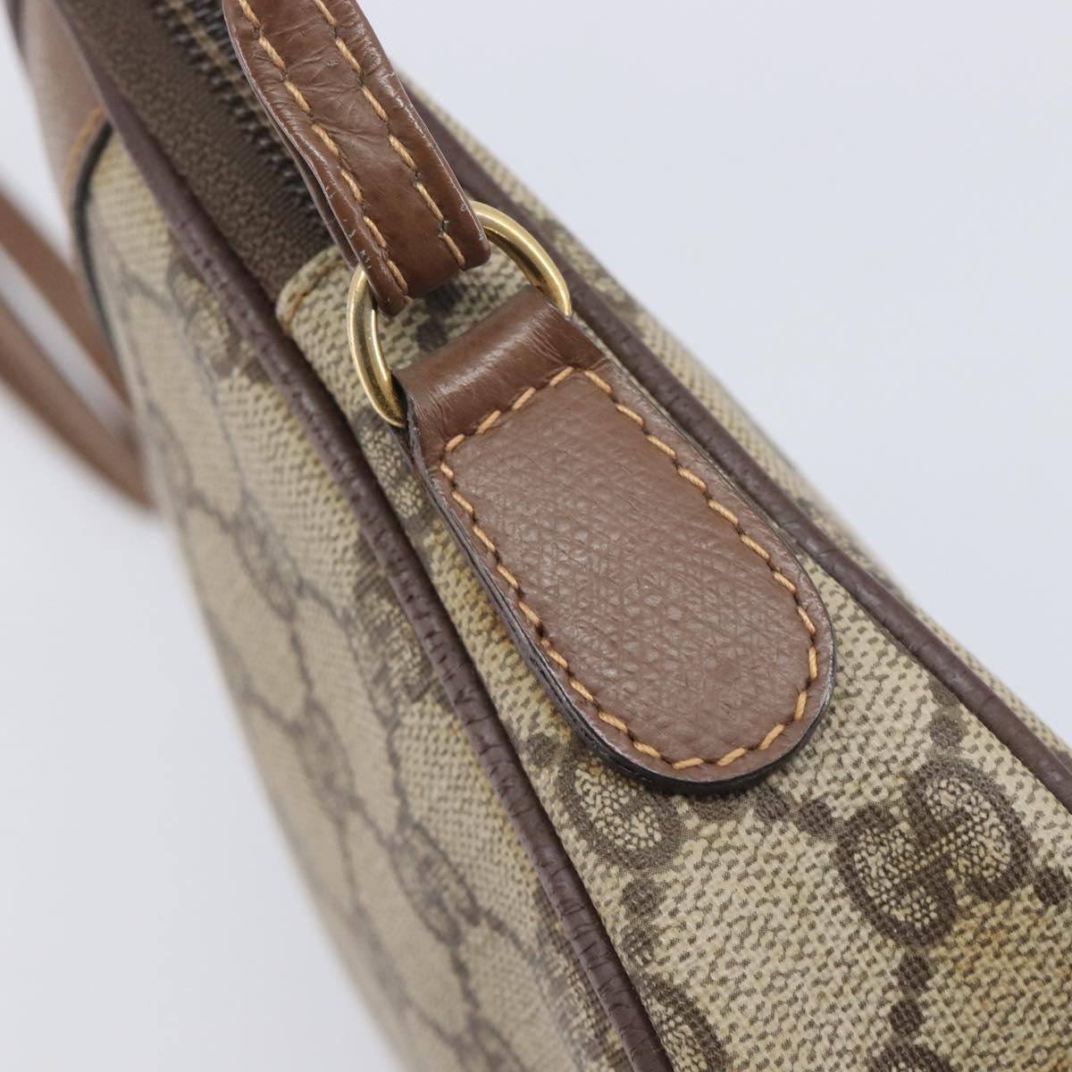 GUCCI GG Supreme Shoulder Bag PVC Beige Gold Auth 211882