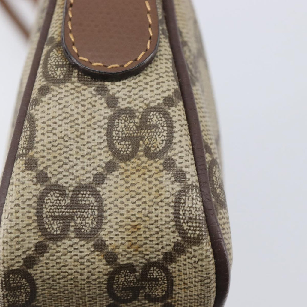 GUCCI GG Supreme Shoulder Bag PVC Beige Gold Auth 211882