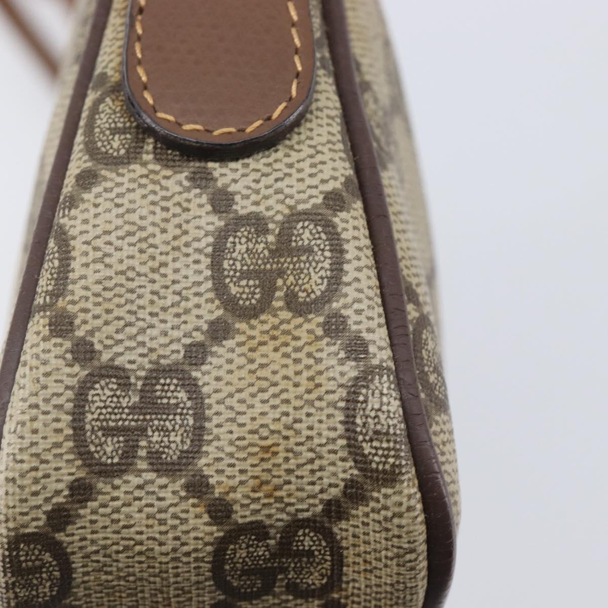 GUCCI GG Supreme Shoulder Bag PVC Beige Gold Auth 211882