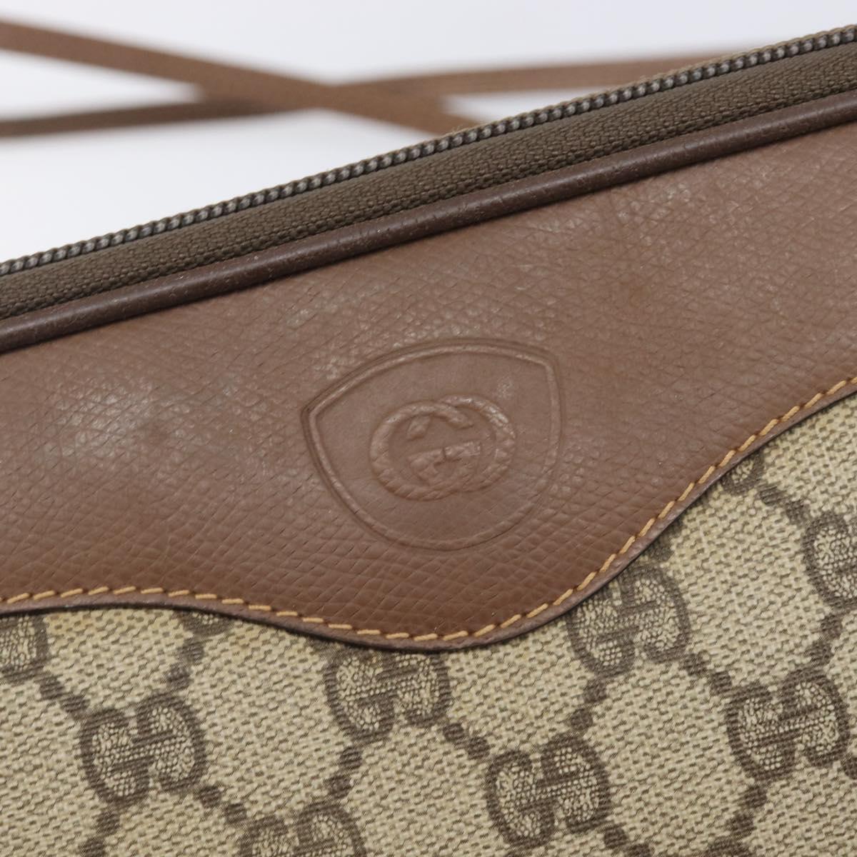 GUCCI GG Supreme Shoulder Bag PVC Beige Gold Auth 211882