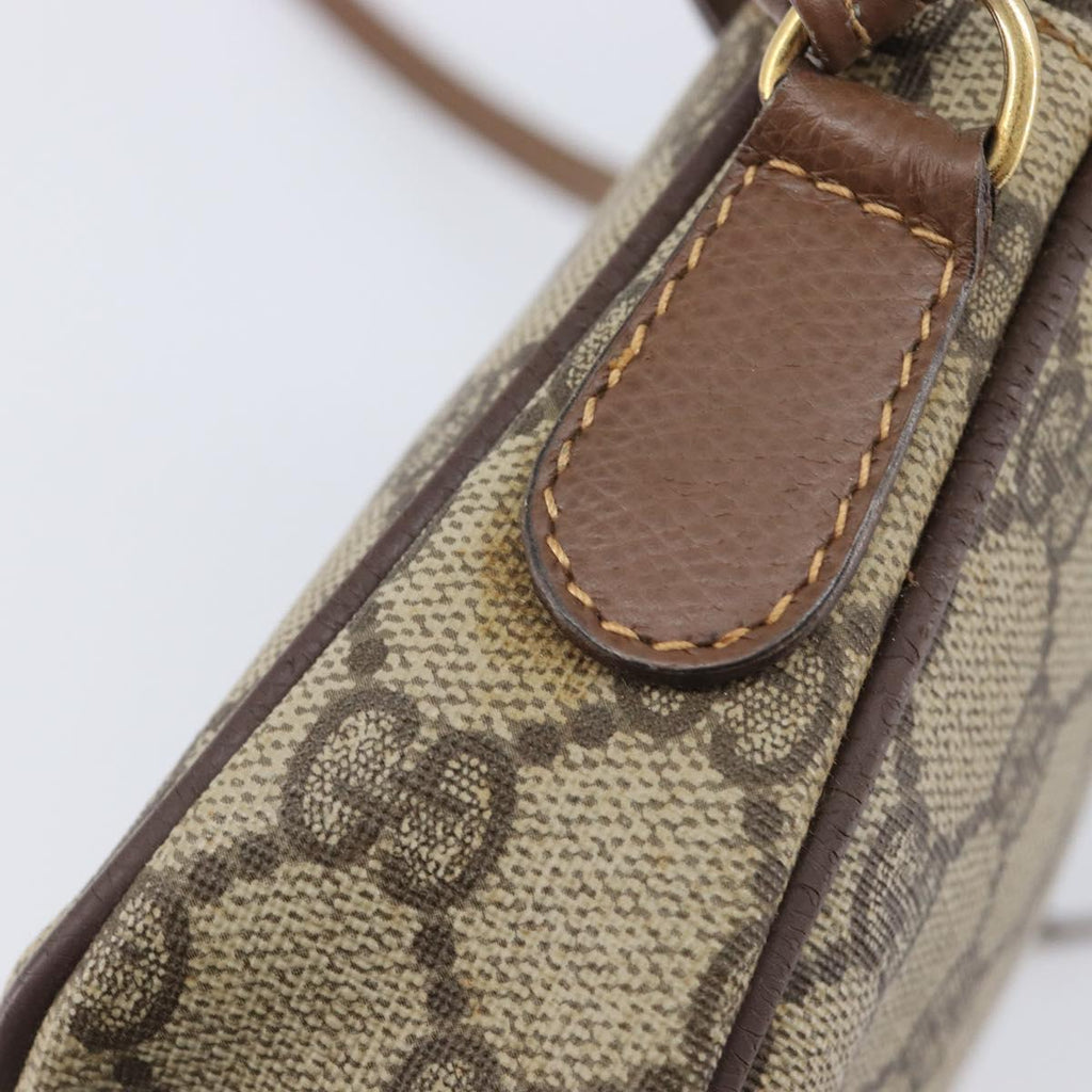GUCCI GG Supreme Shoulder Bag PVC Beige Gold Auth 211882