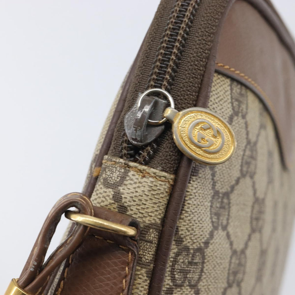 GUCCI GG Supreme Shoulder Bag PVC Beige Gold Auth 211882