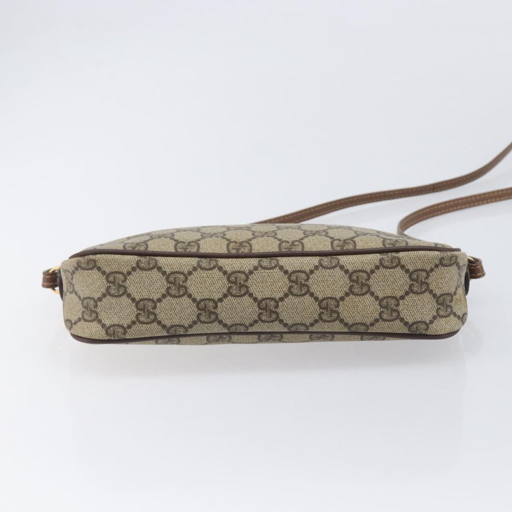 GUCCI GG Supreme Shoulder Bag PVC Beige Gold Auth 211882