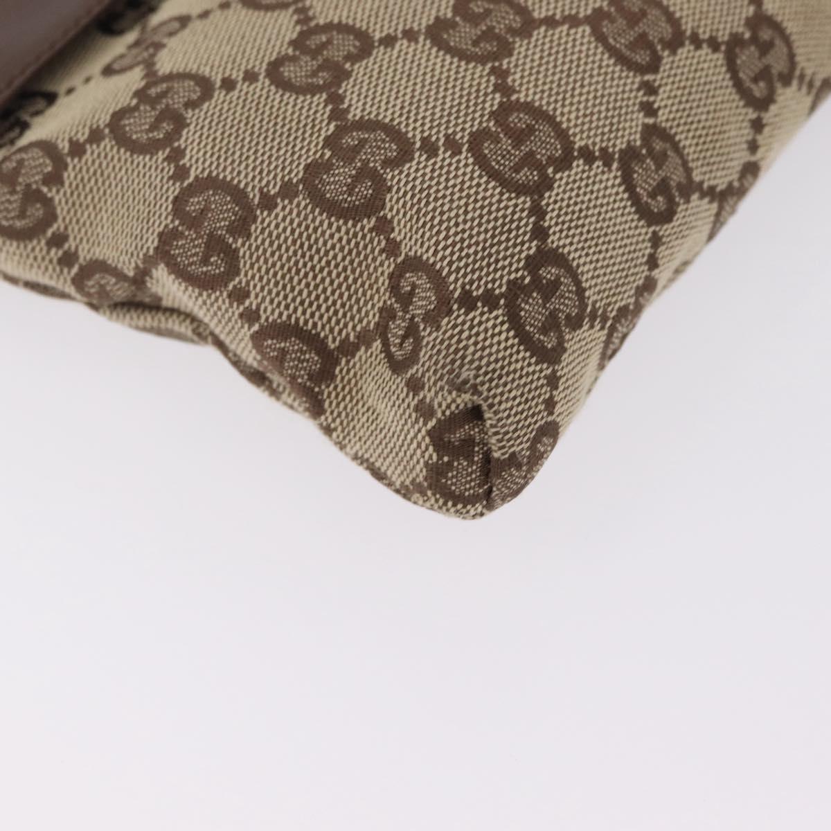 GUCCI GG Canvas Waist Bag Beige Silver 28566 Auth 211883