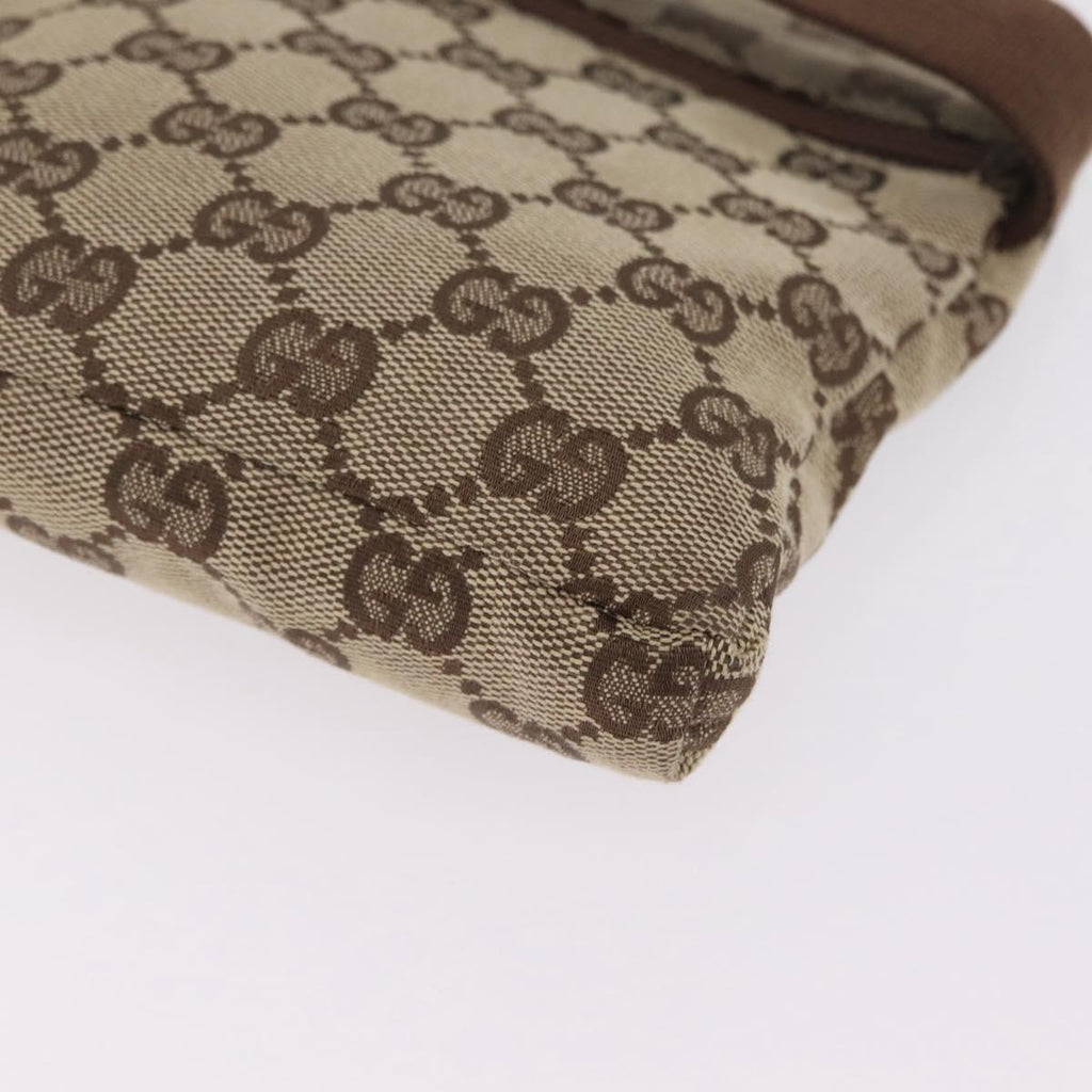 GUCCI GG Canvas Waist Bag Beige Silver 28566 Auth 211883