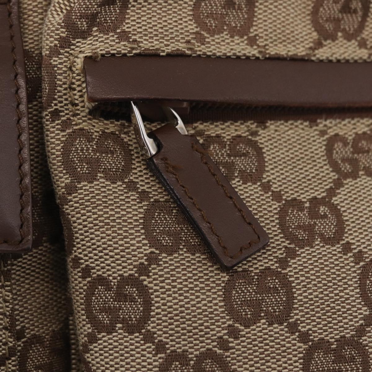 GUCCI GG Canvas Waist Bag Beige Silver 28566 Auth 211883