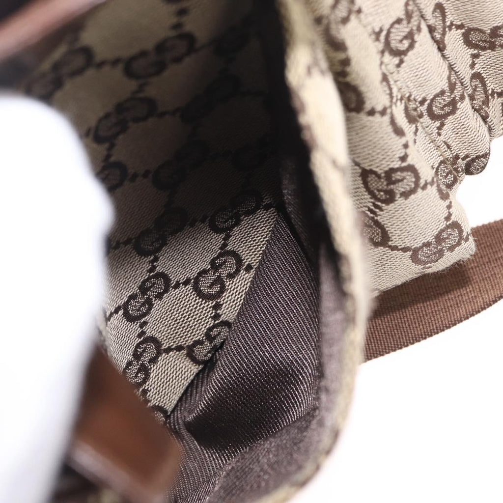 GUCCI GG Canvas Waist Bag Beige Silver 28566 Auth 211883