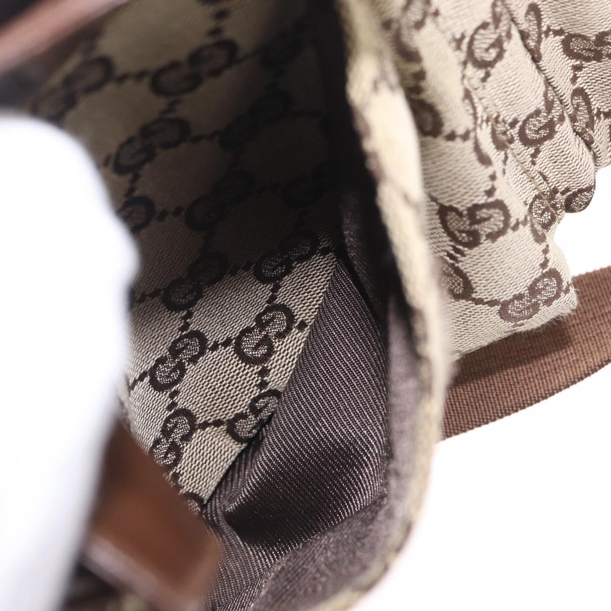 GUCCI GG Canvas Waist Bag Beige Silver 28566 Auth 211883