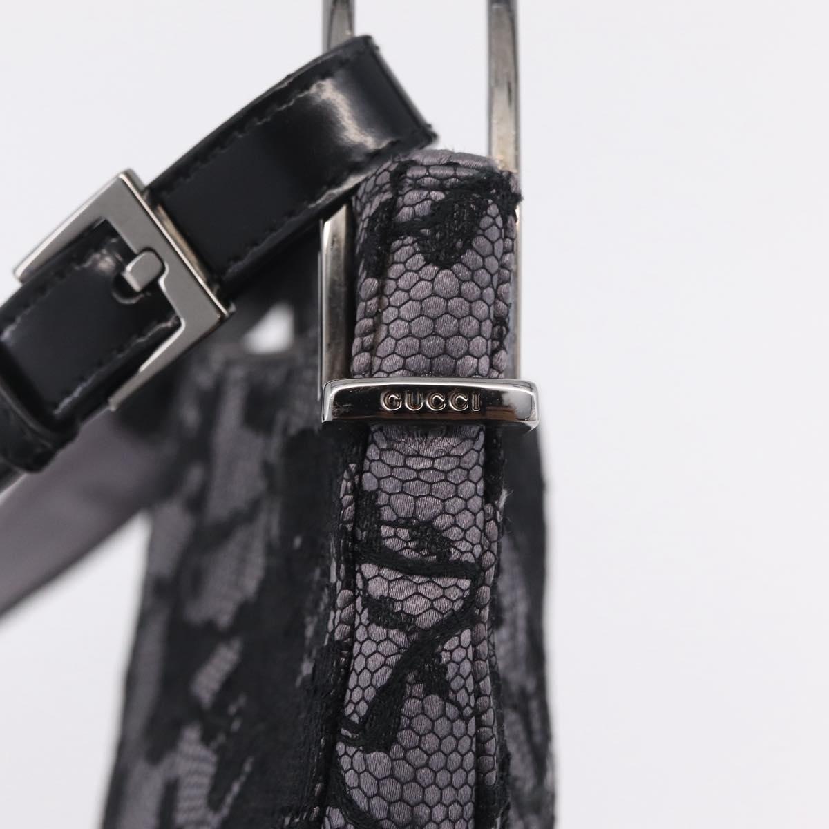 GUCCI Shoulder Bag Satin Purple Silver Auth 211898V