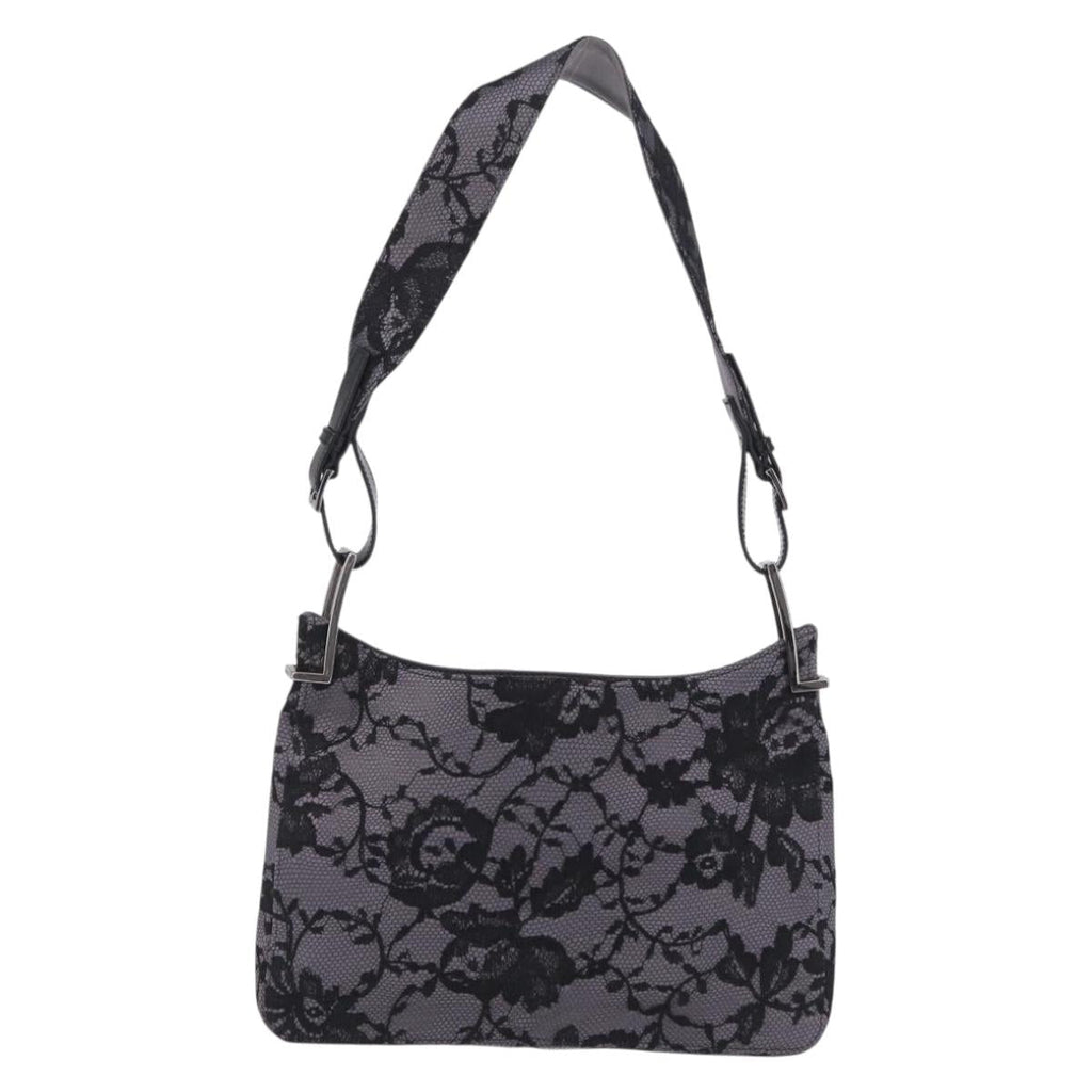 GUCCI Shoulder Bag Satin Purple Silver Auth 211898V
