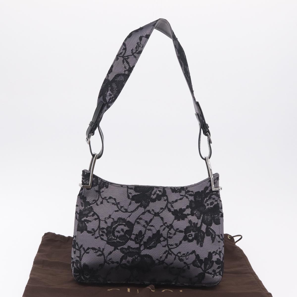 GUCCI Shoulder Bag Satin Purple Silver Auth 211898V
