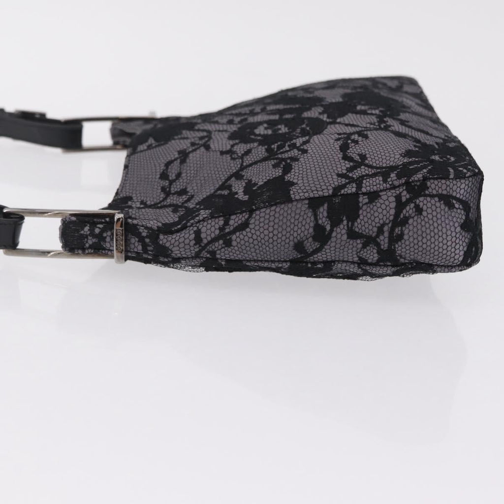 GUCCI Shoulder Bag Satin Purple Silver Auth 211898V