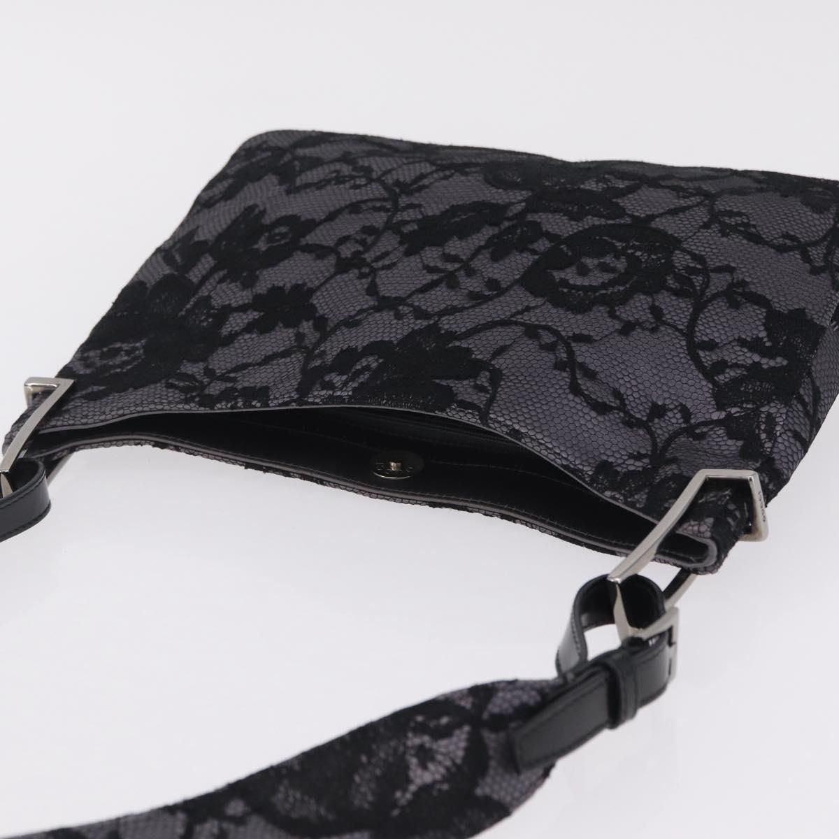 GUCCI Shoulder Bag Satin Purple Silver Auth 211898V