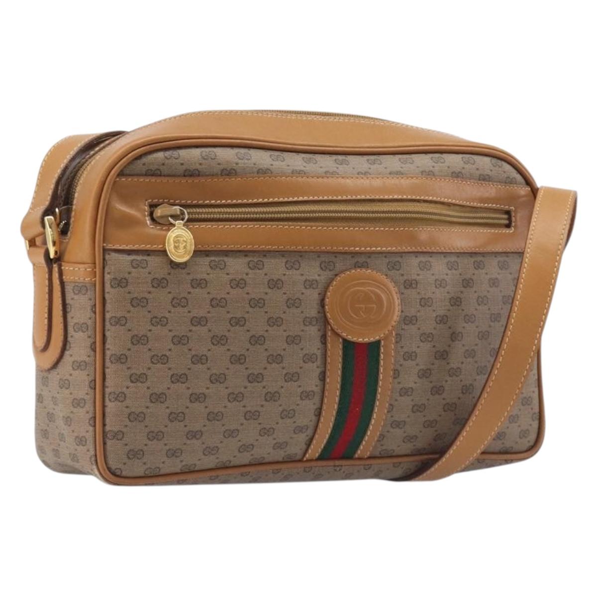 GUCCI Micro GG Supreme Web Sherry Line Bag PVC Beige 001 261 0942 Auth 211904