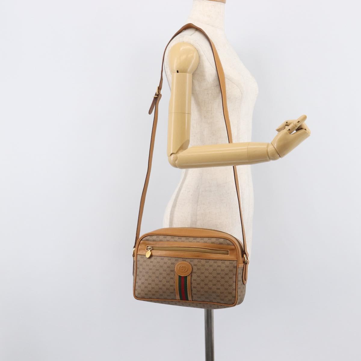 GUCCI Micro GG Supreme Web Sherry Line Bag PVC Beige 001 261 0942 Auth 211904